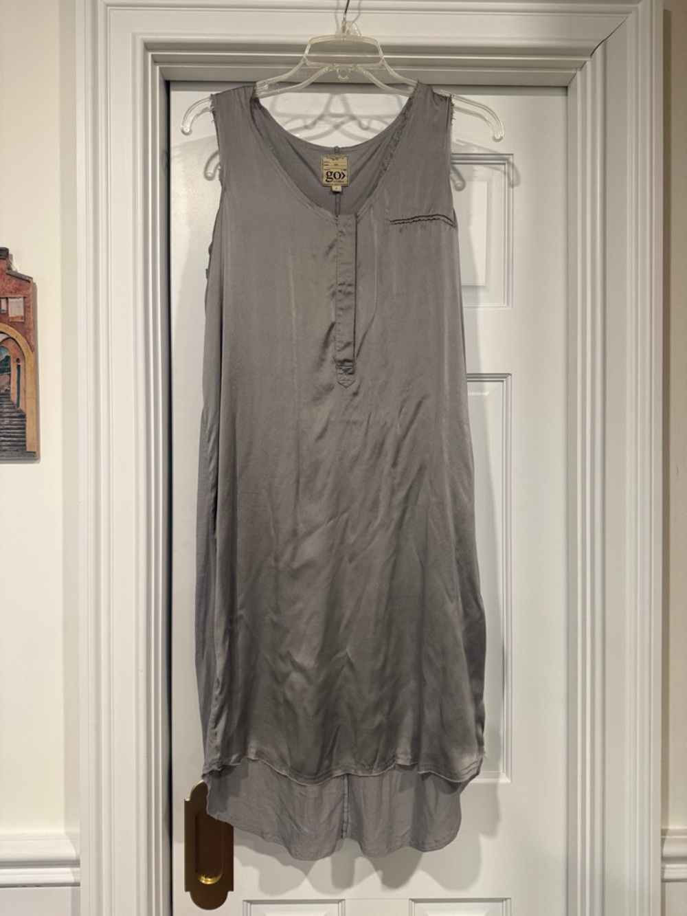 GO BY GO SILK Light Gray Silk Dress size Small.